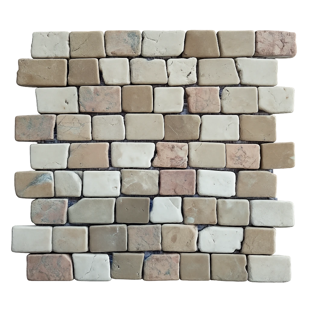 Mixed Cappucino, Onyx & Creme Cubic Brick Mosaic