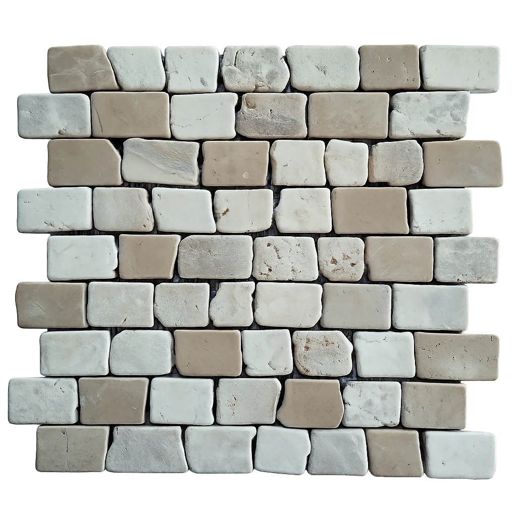 Mixed Cappucino, Onyx & Creme Cubic Brick Mosaic
