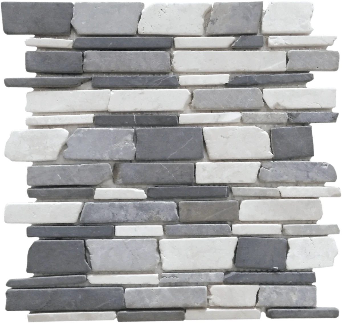 Marbre gris & blanc en bâtonnets plats 3-2-1