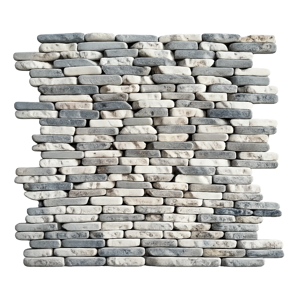 Mixed White & Grey Stacked Brick Marble