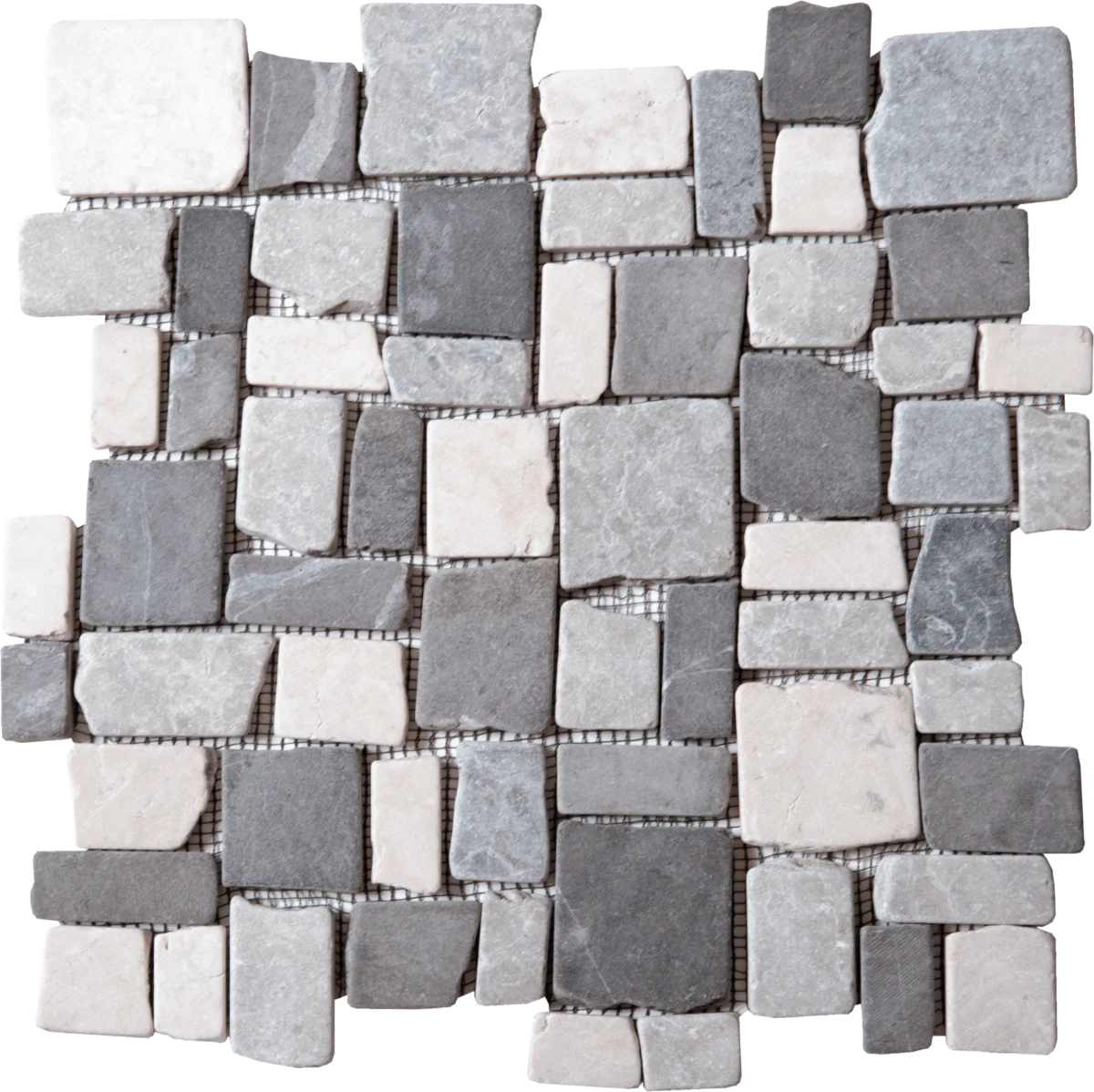Mix White, Light & Dark Grey Marble Random Mosaic