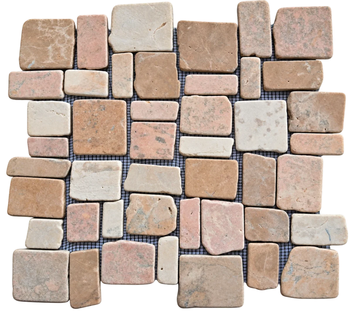 Mosaïque de marbre aléatoire — mélange cappuccino, blanc, jaune & rouge