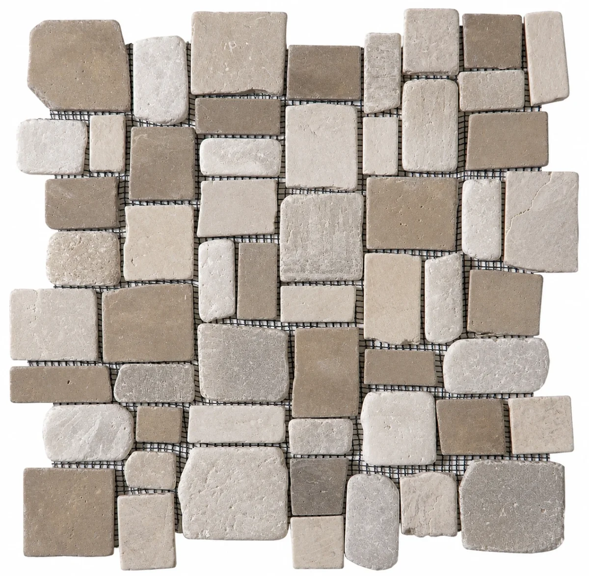 Mix Cream, Cappucino & Onyx Marble Random Mosaic
