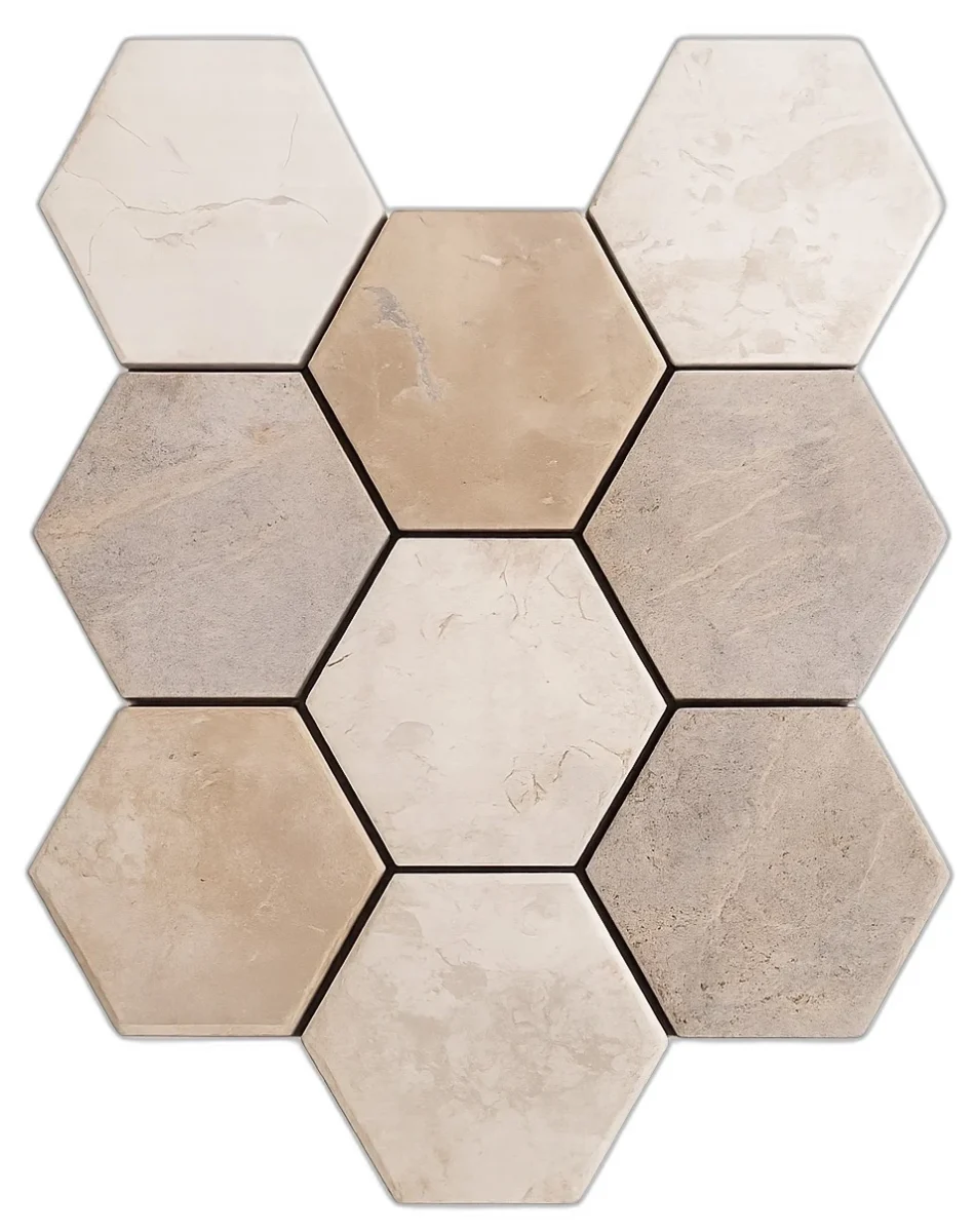 Marble Mosaic Flower Design White Creme