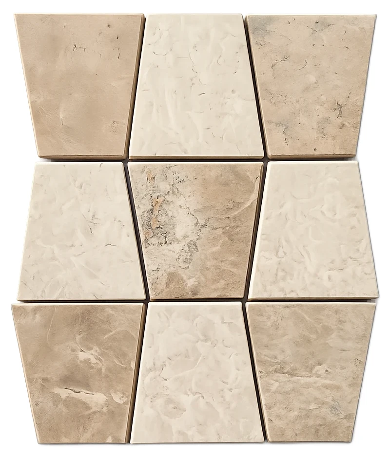 Mixed Zelige Stacked Cappuccino & White Marble