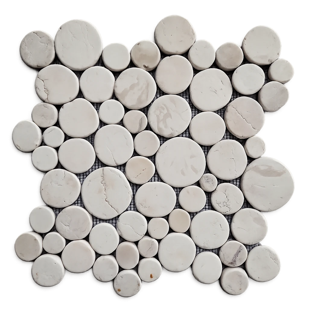 Round Marble White Coin