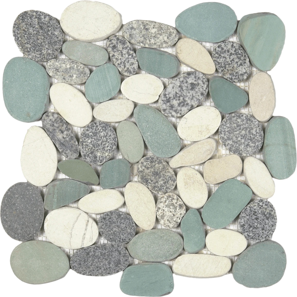 Mix Speckled Grey, Green & White XL Sliced Pebble Interlocking