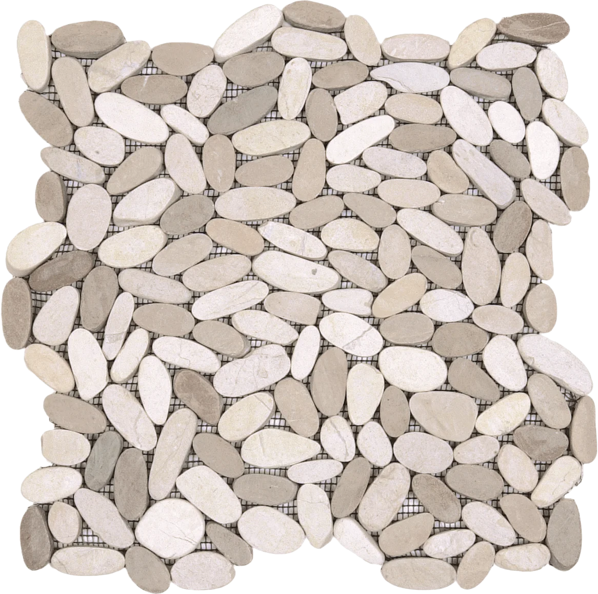 Mix White/Beige Sliced Matte Pebble