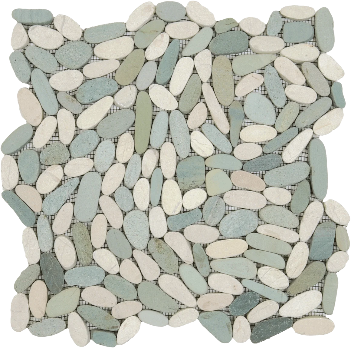 Mix White/Green Sliced Matte Pebble