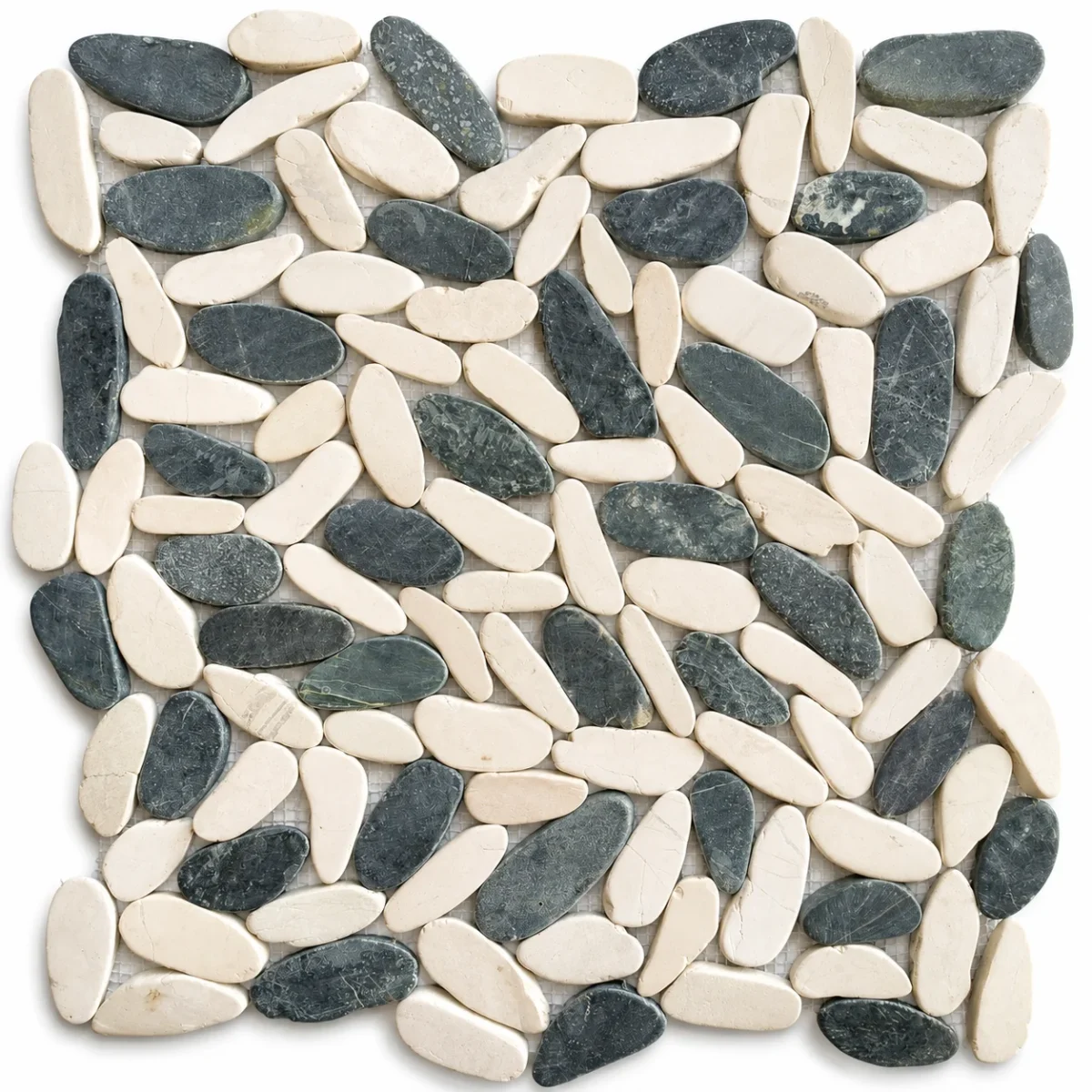 Mix White/Black Sliced Matte Pebble