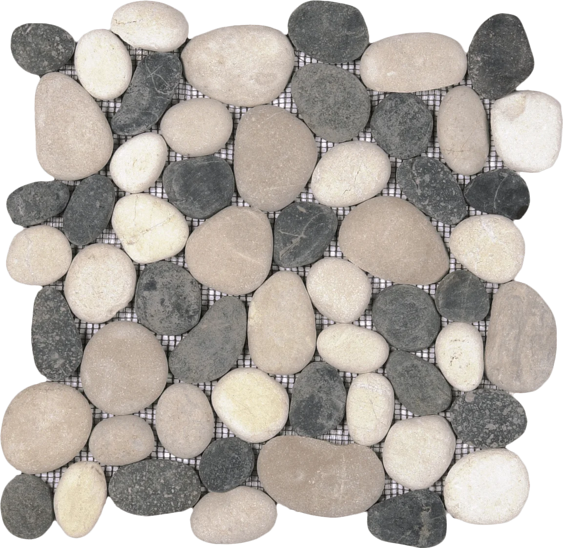 Calibrated Mix White, Black & Beige Rectified Pebble