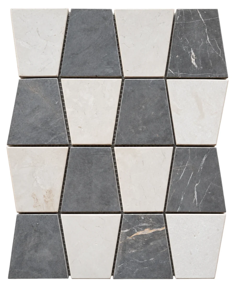 Mixed Zellige Stacked White & Grey Marble