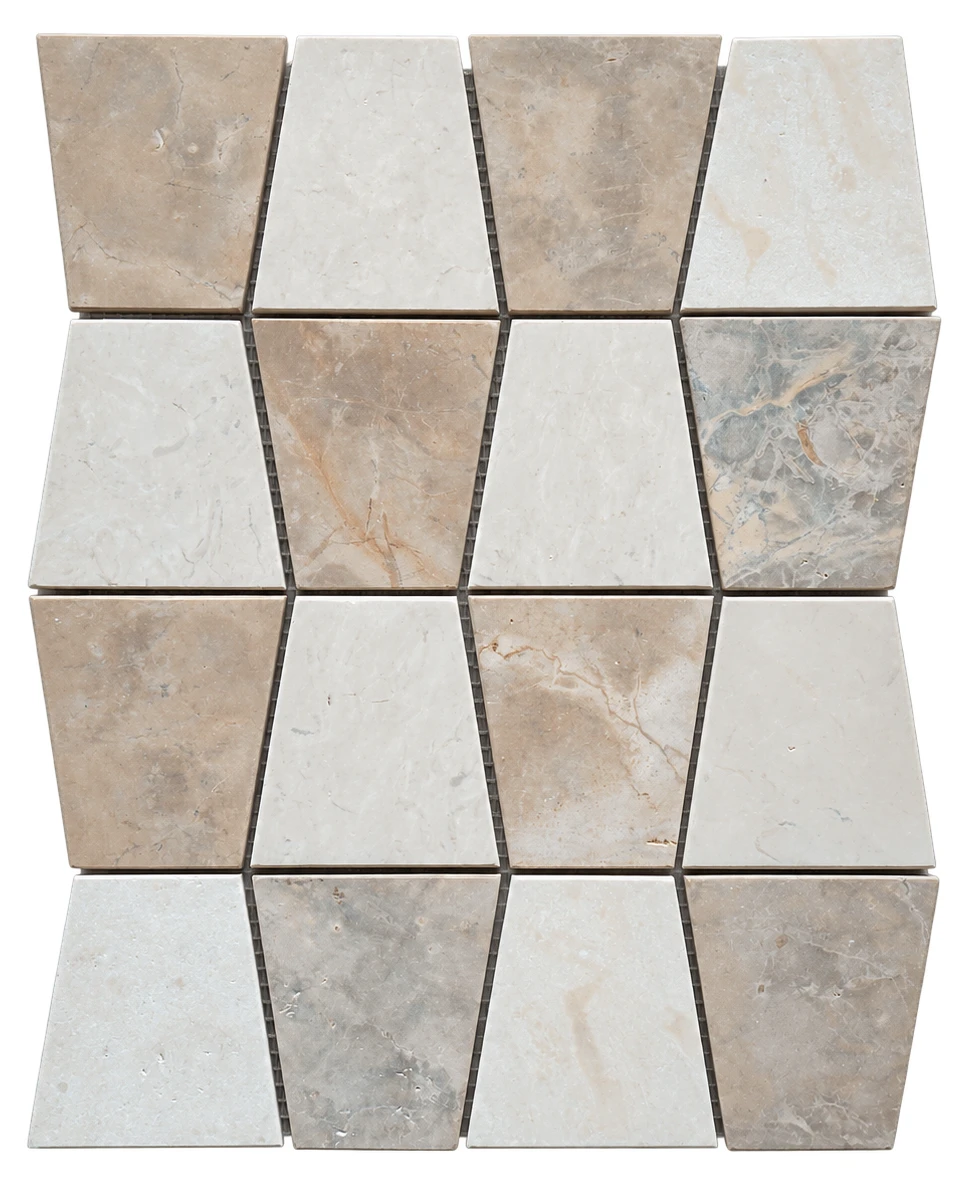 Mixed Zellige Stacked Cappuccino & White Marble
