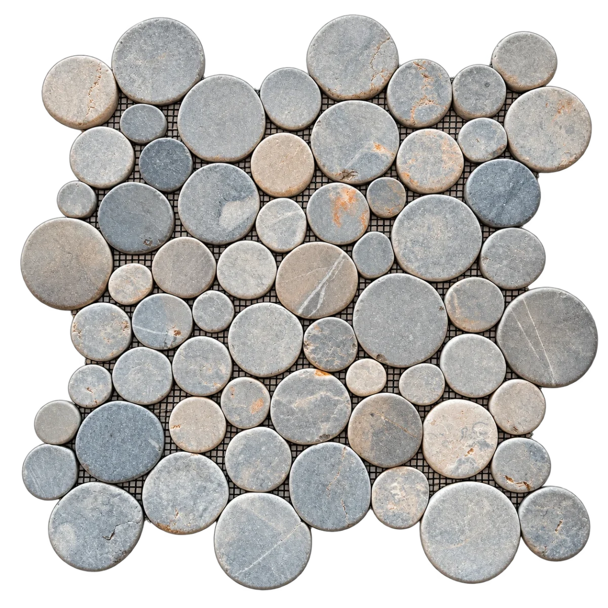 Round Light Grey Marble Coin Mosaic