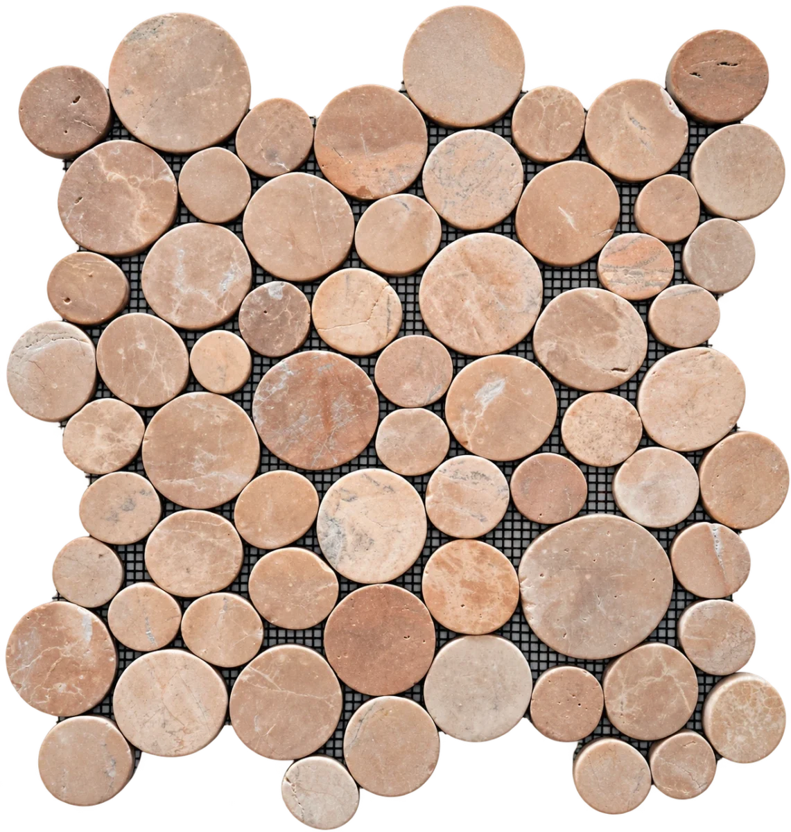 Round Cappuccino Marble Coin Mosaic